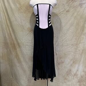 Y2K Jessica McClintock Pink and Black Corset Dress